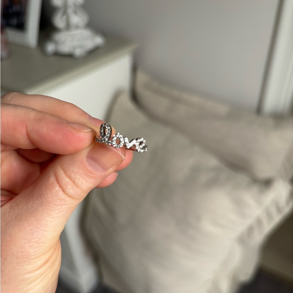 Love Script Crystal Ring In Silver - image 1